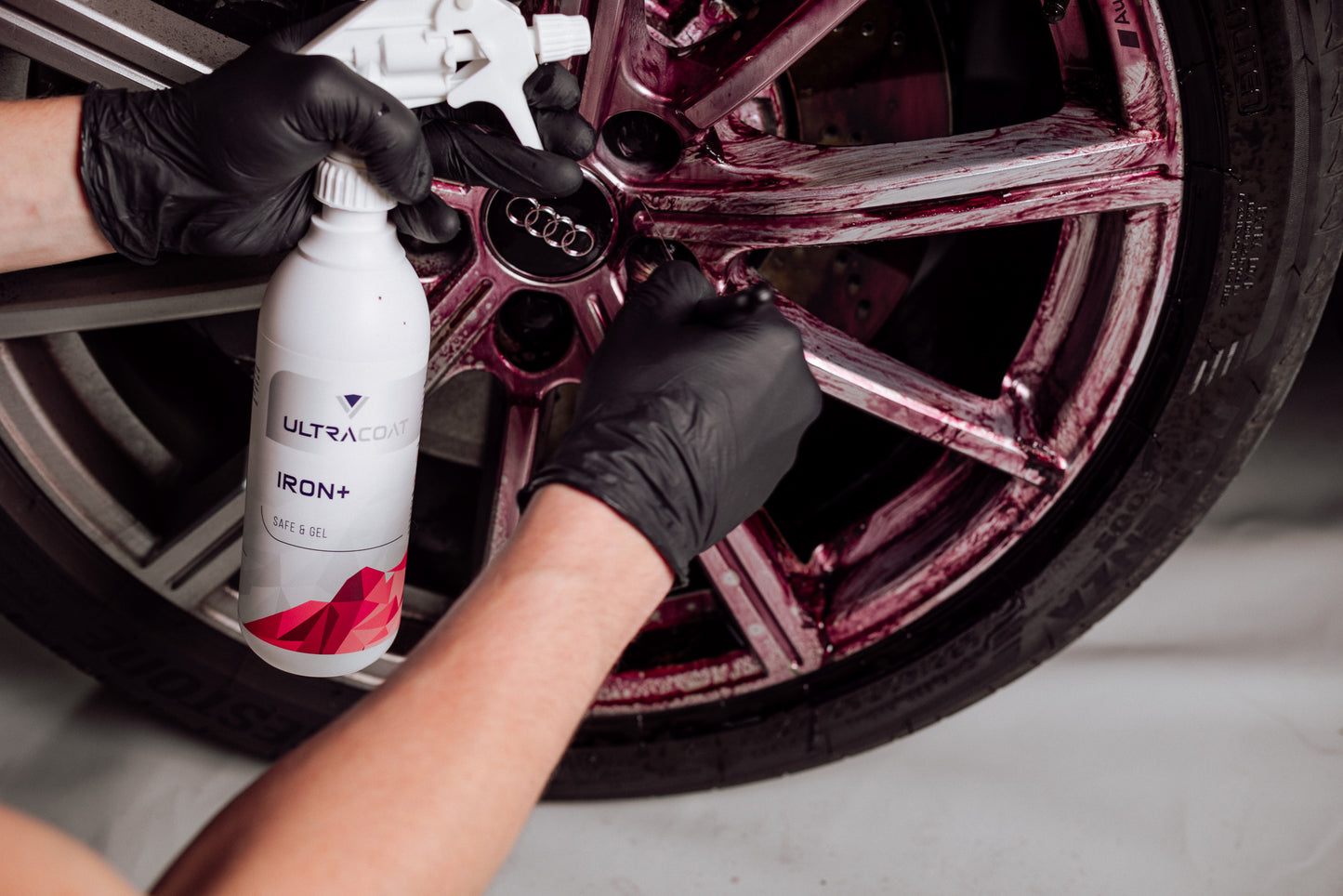 Iron+ Fallout Remover for Wheels, Paint - Safe for Chrome, Rubber, Glass - Neutral pH Level, Bleeding Effect