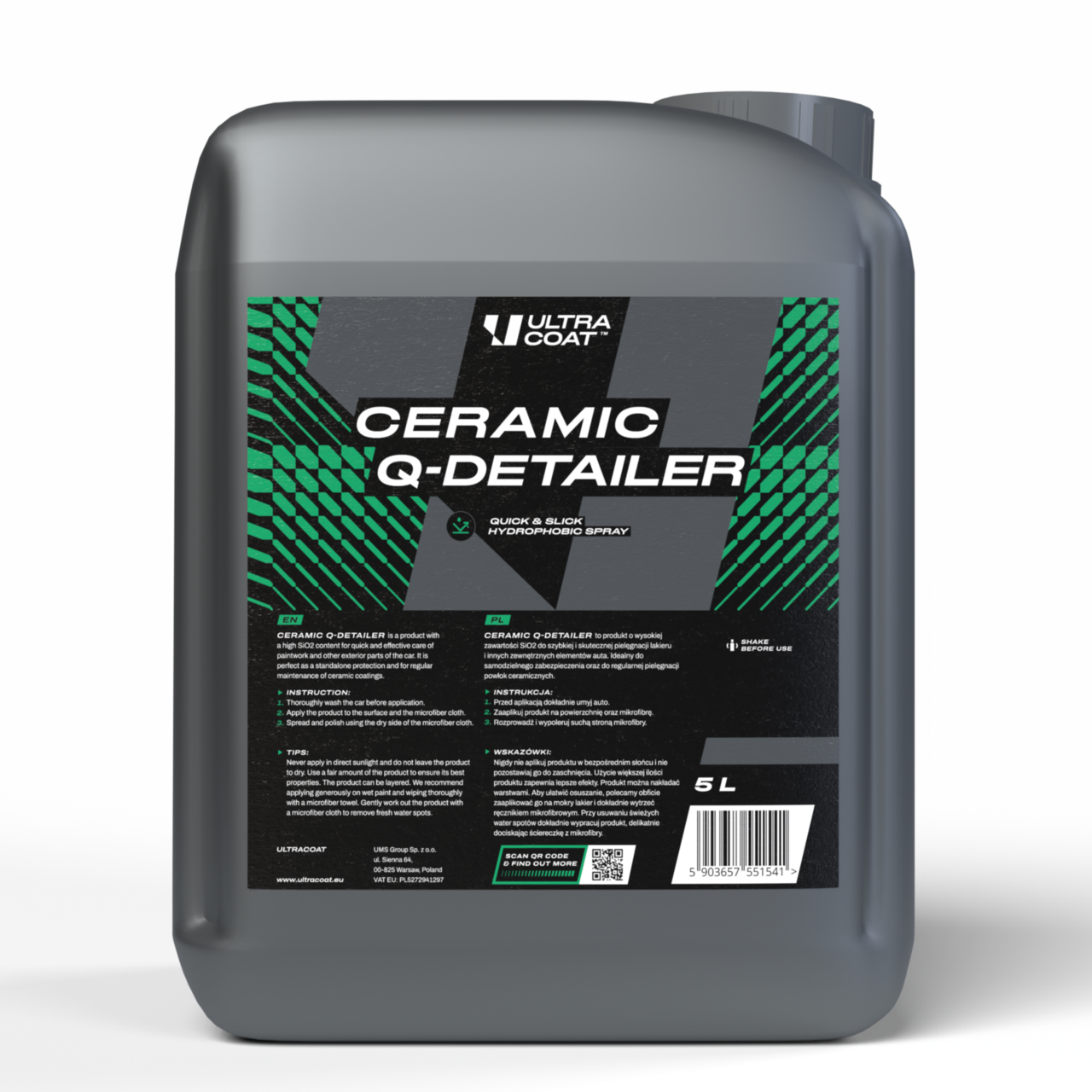 Ceramic Quick Detailer - High SiO₂ content product designed for fast and effective care of paintwork and all exterior car surfaces