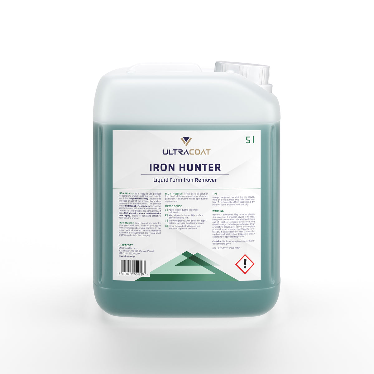 Ultracoat Iron Hunter liquid iron remover old label clearance 5 litre container