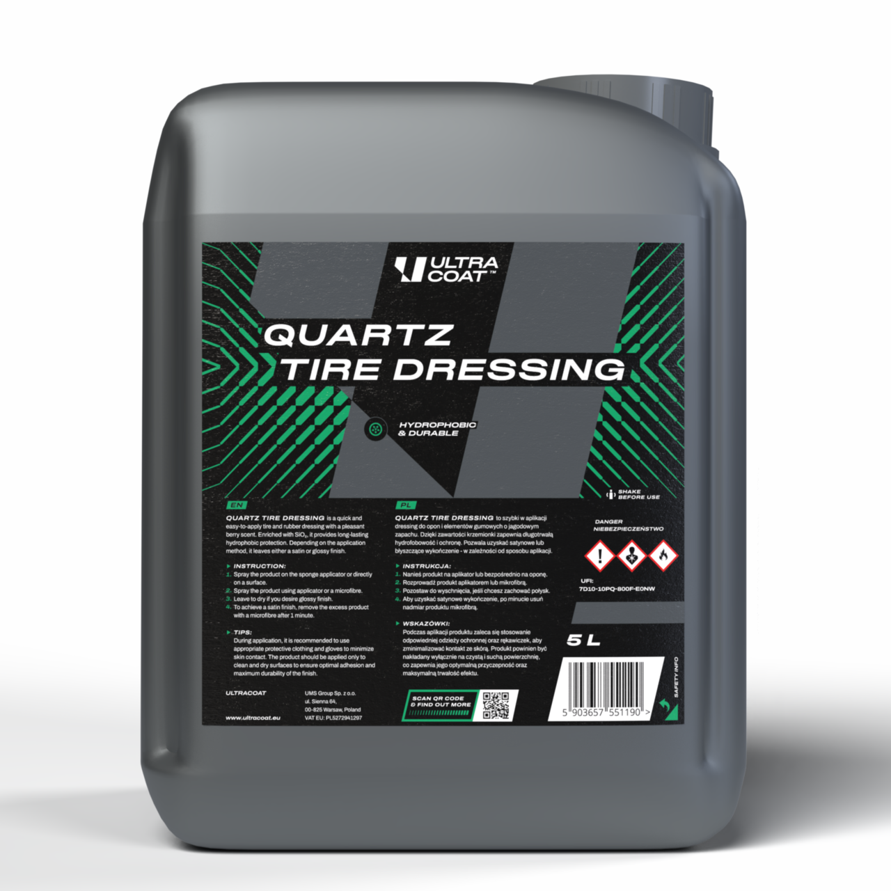 Quartz Tyre Dressing - Highly hydrophobic tire & plastic dressing