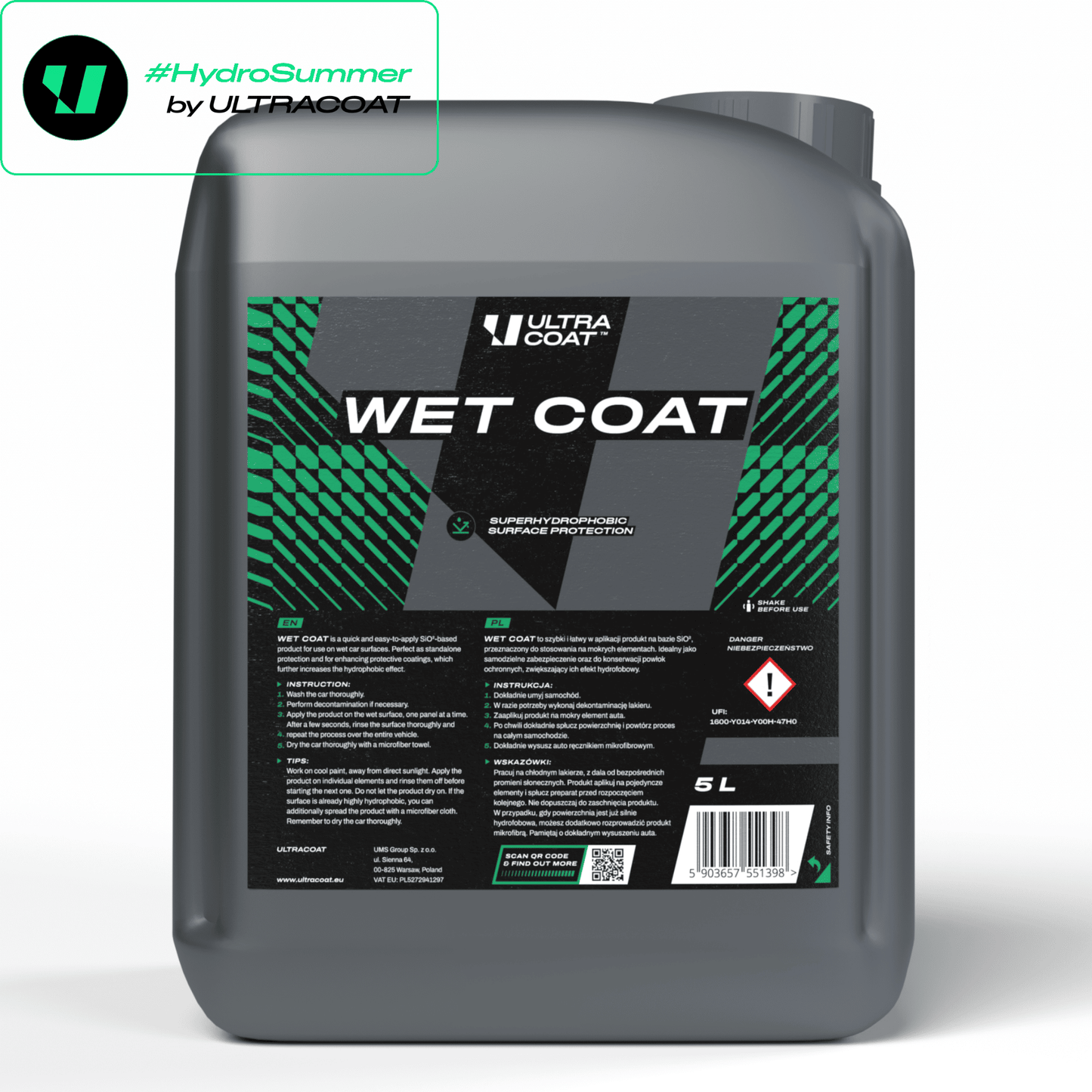 Wet Coat · SiO₂ Spray Sealant — Apply on a Wet Car · 3 Months Protection