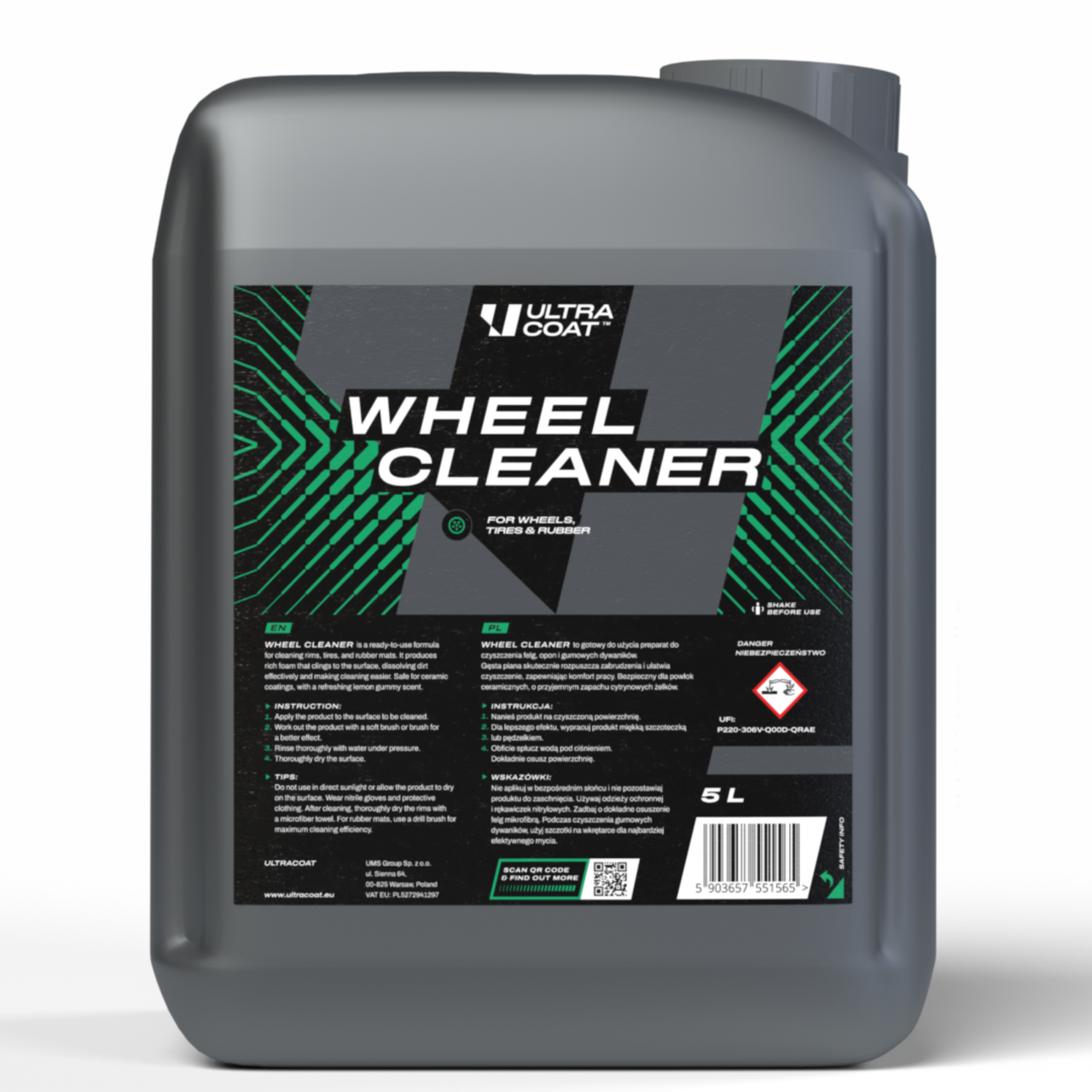 Container of Ultracoat Wheel Cleaner on a white background